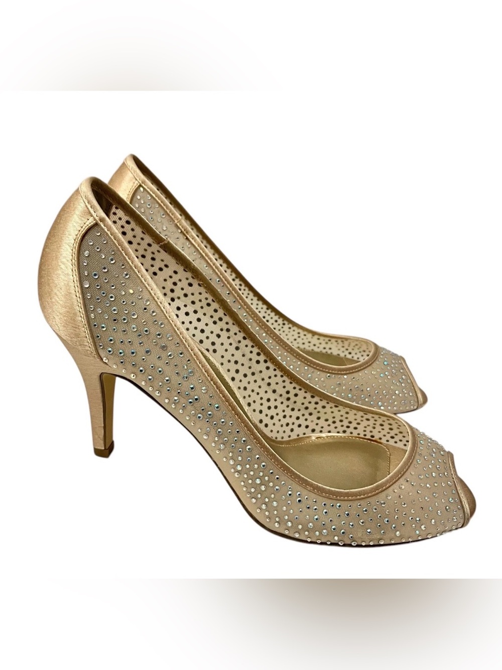 Adrianna Papell Boutique sheer and sparkly peep toe heels. Size 7.5